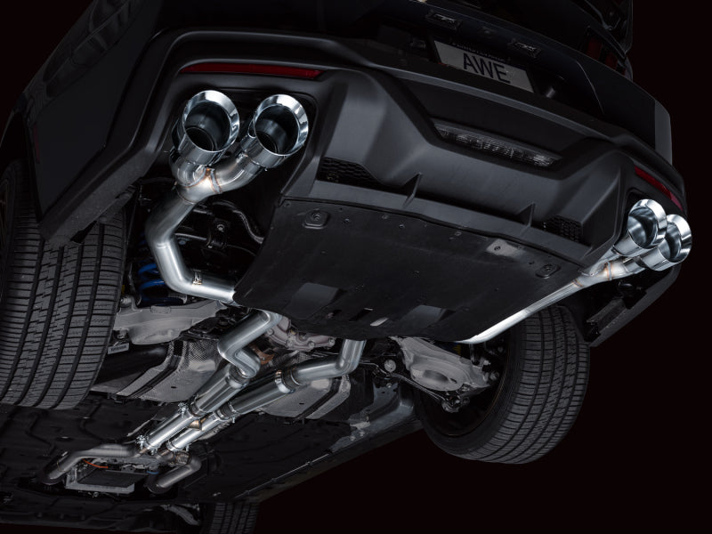 AWE 2024 Ford Mustang Dark Horse S650 RWD Track Edition Cat-Back Exhaust w/ Quad Chrome Silver Tips Catback AWE Tuning