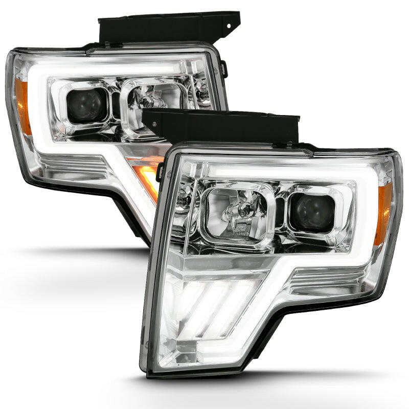 ANZO 2009-2013 Ford F-150 Projector Light Bar G4 Switchback Headlights Chrome Amber Headlights ANZO