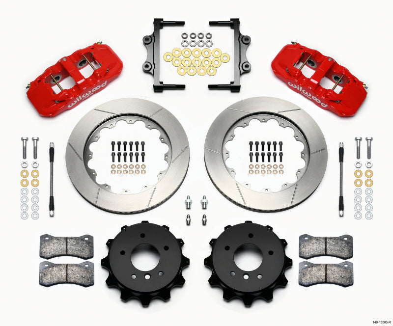 Wilwood AERO4 Rear Kit 14.00 Red 2007-2011 BMW E90 Series w/Lines Big Brake Kits Wilwood