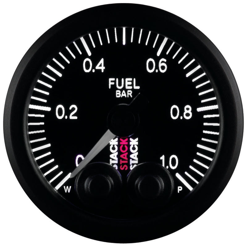 Autometer Stack 52mm 0-1 Bar M10 Male Pro-Control Fuel Pressure Gauge - Black Gauges AutoMeter