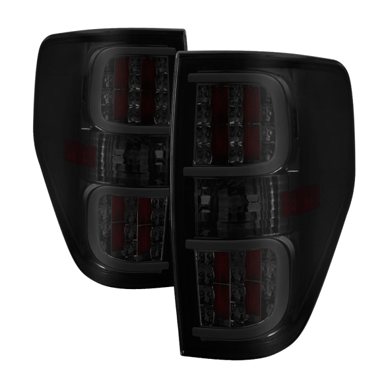 xTune Ford F150 09-14 LED Tail Lights - Black ALT-ON-FF15009-LBLED-SM Tail Lights SPYDER