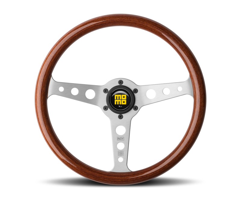Momo Indy Steering Wheel 350 mm - Magoany Wood/Brshd Spokes Steering Wheels MOMO