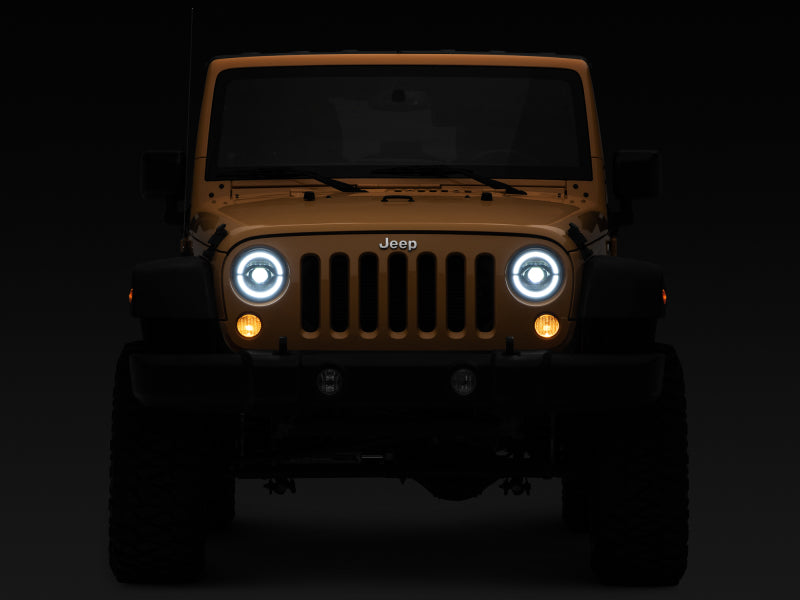 Raxiom 07-18 Jeep Wrangler JK Axial Series LED Headlights- Black Housing (Clear Lens) Headlights Raxiom