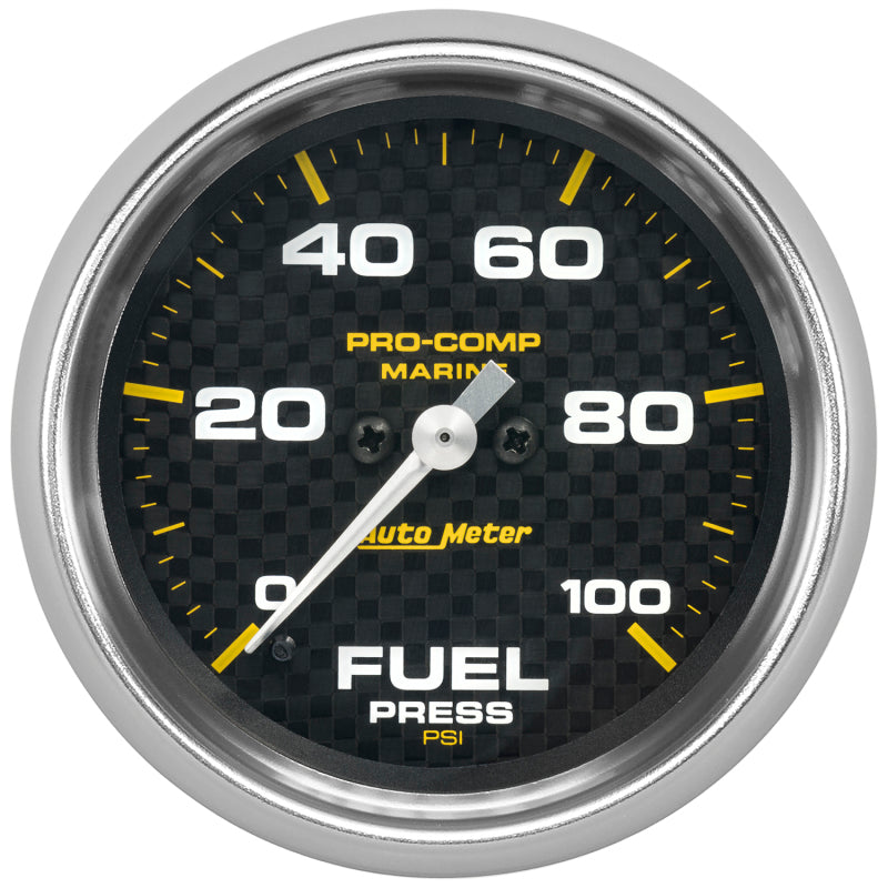 Autometer Marine Carbon Fiber 2-5/8in 100 PSI Digital Stepper Motor Fuel Pressure Gauge Gauges AutoMeter