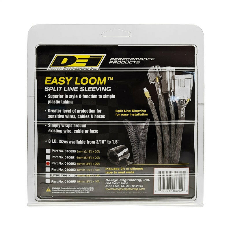 DEI Split Wire Sleeve Easy Loom 10mm-3/8in x 20 Black Thermal Sleeves DEI