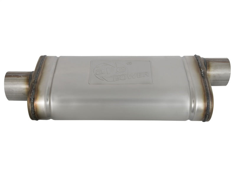 aFe MACHForce XP SS Muffler 3in Center Inlet / 3in Offset Outlet 18in L x 9in W x4in H Body Muffler aFe