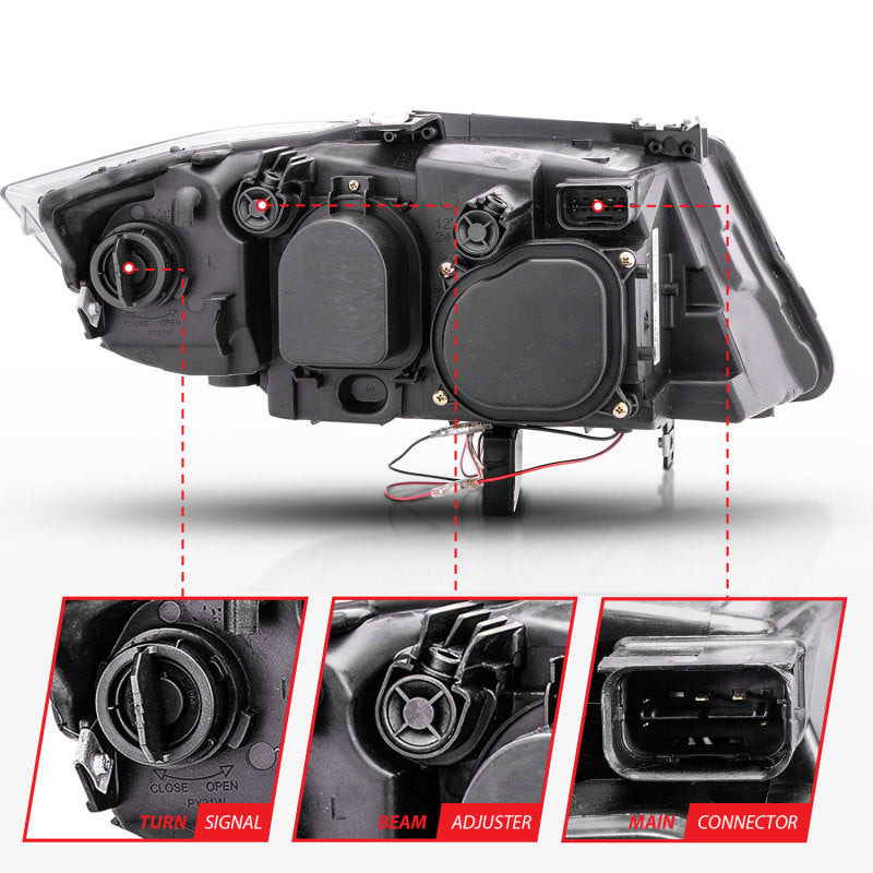 ANZO 2006-2008 BMW 3 Series E90-E91 Projector Headlights w/ Halo w/ LED Bar Chrome (CCFL) Headlights ANZO