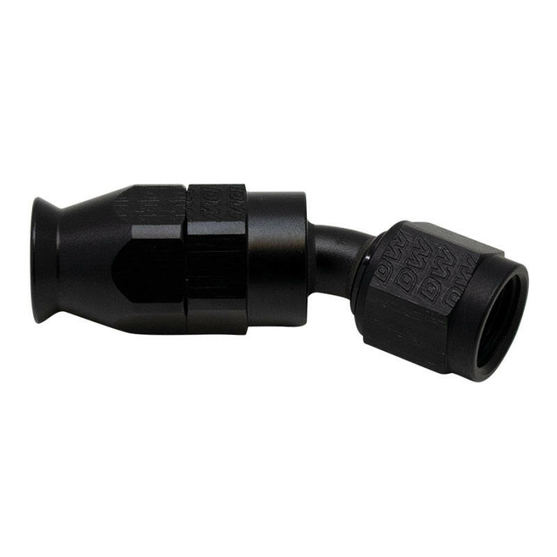 DeatschWerks 6 AN Female Flare Swivel 30-Degree Hose End PTFE - Anodized Matte Black Fittings DeatschWerks