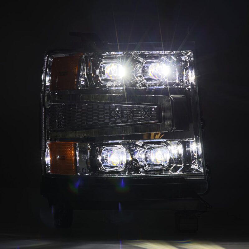 AlphaRex 16-18 Chevy 1500HD NOVA-Series LED Proj Headlights Chrm w/Actv Lgt/SeqSig & DRL(Req 810023) Headlights AlphaRex