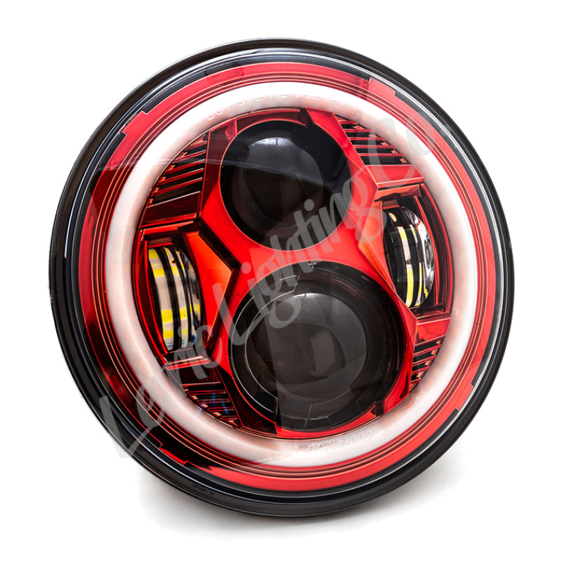 Letric Lighting 7? Red Color Collection LED Headlamp with Full Halo Light Accessories and Wiring Letric Lighting
