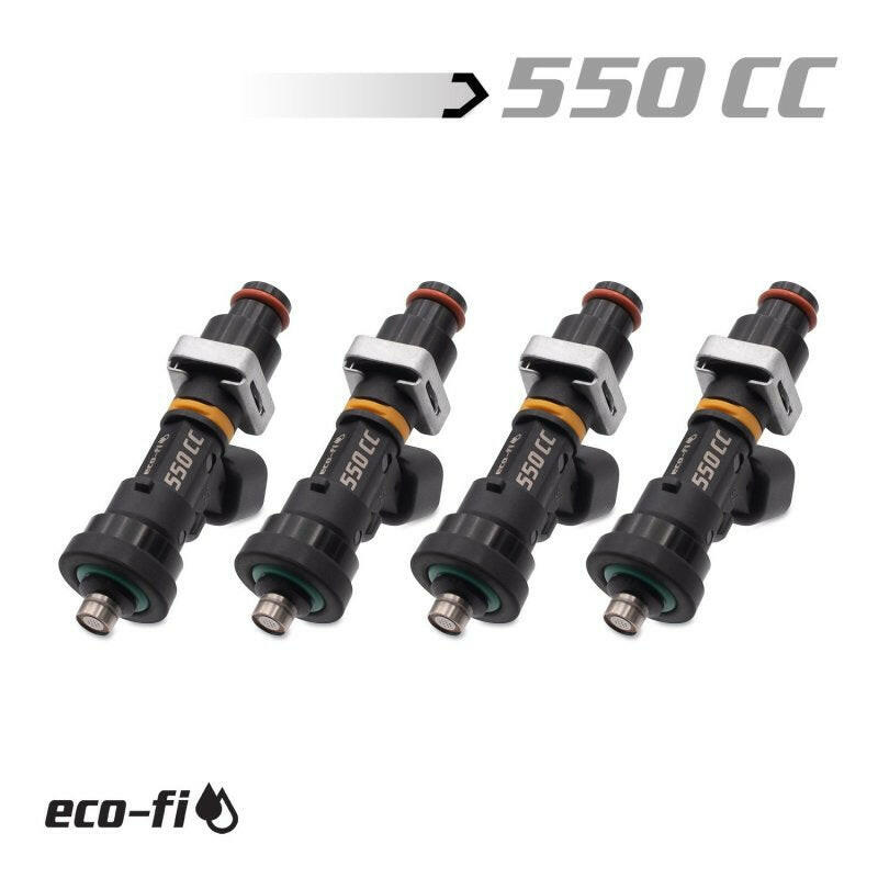 BLOX Racing Eco-Fi Street Injectors 550cc/min w/1/2in Adapter Honda B/D/H Series (Set of 4) Fuel Injectors - Single BLOX Racing