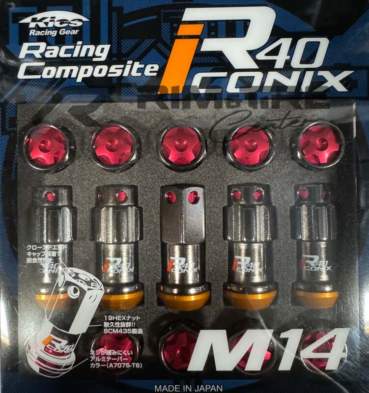 Project Kics R40 Iconix 14x1.50 Classical Lock & Lug Nuts 16+4 (Red Cap) Lug Nuts Project Kics