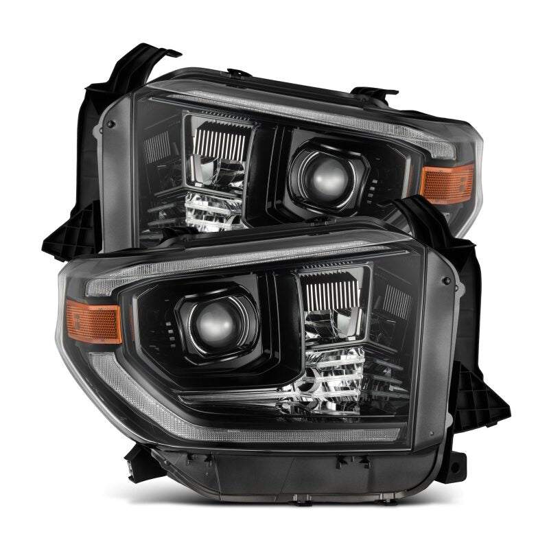 AlphaRex 14-21 Toyota Tundra LUXX-Series LED Proj Headlights Alpha-Blk w/Actv Light & Seq. Sig + DRL Headlights AlphaRex