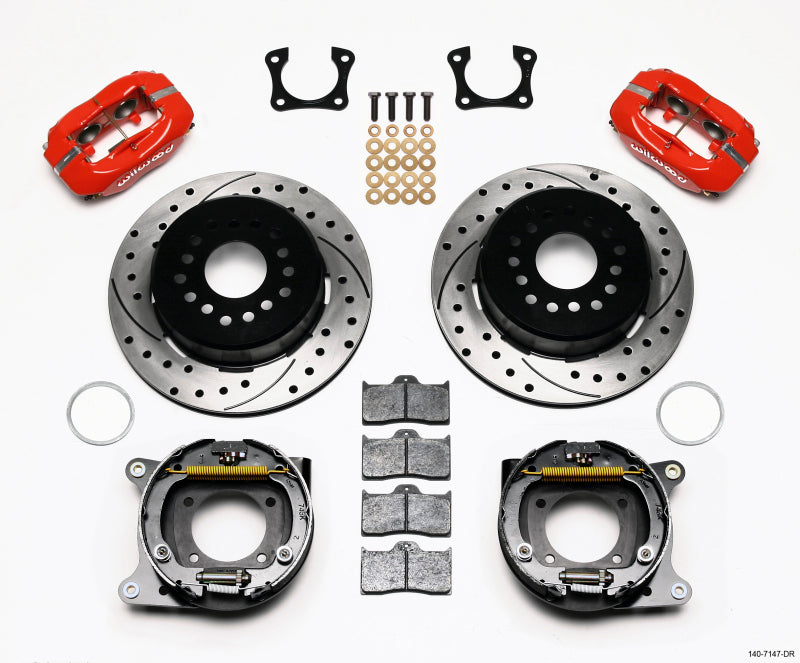 Wilwood Forged Dynalite P/S Park Brake Kit Drilled Red 58-64 Olds/Pontiac Ends Big Brake Kits Wilwood