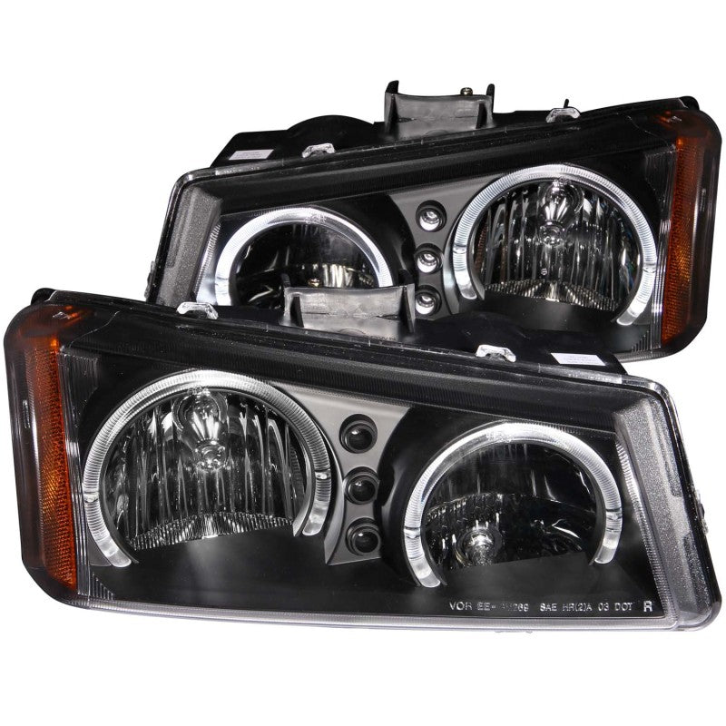 ANZO 2003-2006 Chevrolet Silverado 1500 Crystal Headlights w/ Halo Black Headlights ANZO