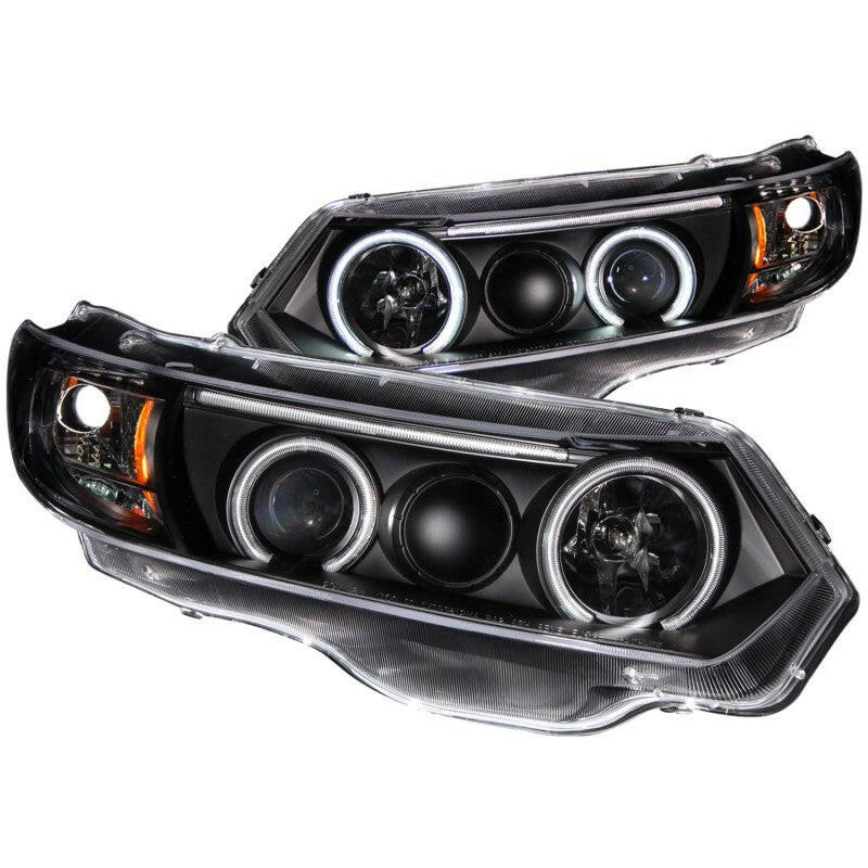 ANZO 2006-2011 Honda Civic Projector Headlights w/ Halo Black (CCFL) Headlights ANZO