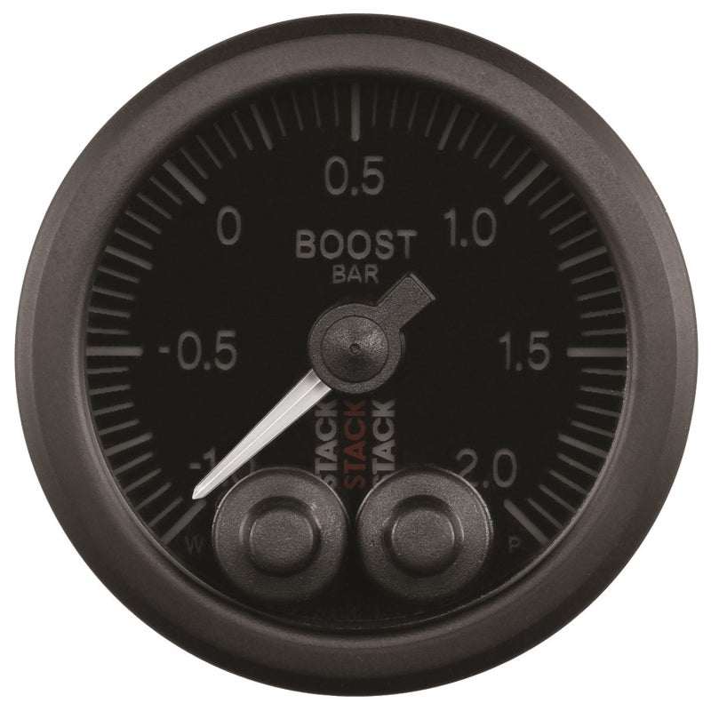 Autometer Stack 52mm -1 to +2 Bar (Incl T-Fitting) Pro-Control Boost Pressure Gauge - Black Gauges AutoMeter