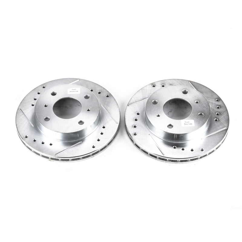 Power Stop 89-96 Nissan 240SX Front Evolution Drilled & Slotted Rotors - Pair Brake Rotors - Slot & Drilled PowerStop