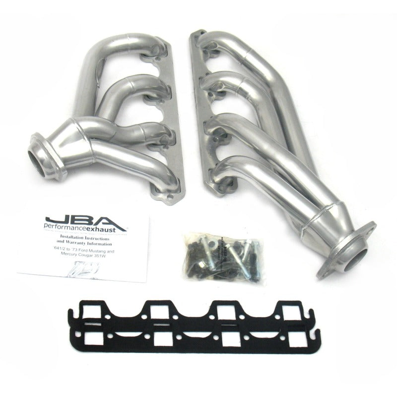 JBA 65-73 Ford Mustang 351W SBF 1-5/8in Primary Silver Ctd Mid Length Header Headers & Manifolds JBA