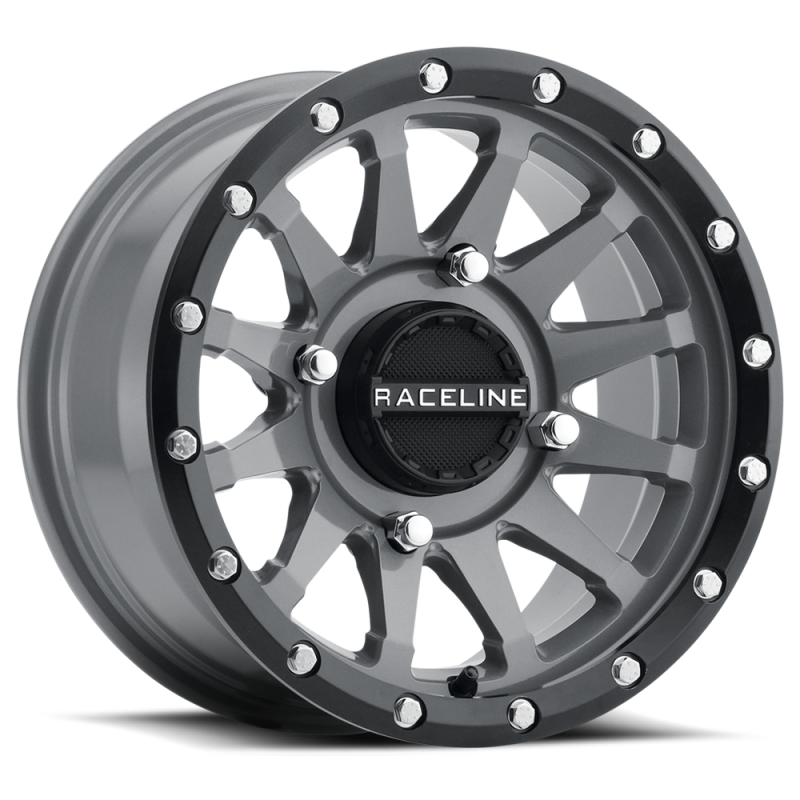 Raceline A95SG Trophy 14x7in / 4x110 BP / 10mm Offset / 83.8mm Bore - Grey &amp; Black Lip Wheel Wheels - Cast Raceline