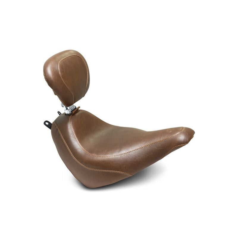 Mustang 18-21 Harley Heritage Classic, Deluxe Wide Tripper Solo Seat w/Driver Backrest - Brown Solo Motorcycle Seats Mustang Motorcycle