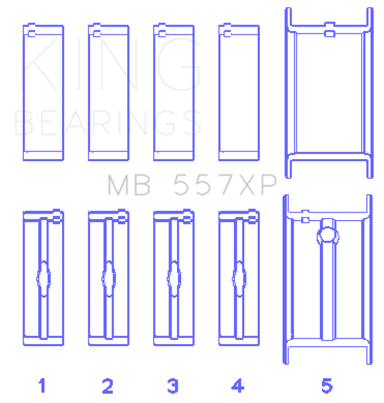 King General Motors 262/267/302/307.010in Undersize Crankshaft XP-Series Main Bearing Set (Set of 5) Bearings King Engine Bearings