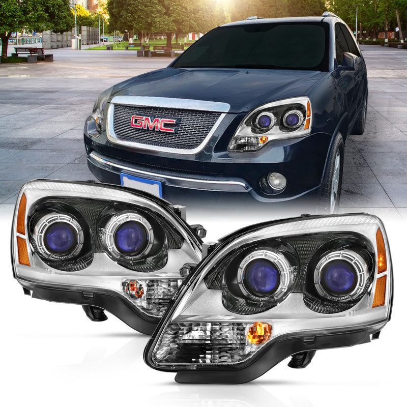 ANZO 2007-2008 GMC Acadia Crystal Headlight Chrome Amber(OE) Headlights ANZO
