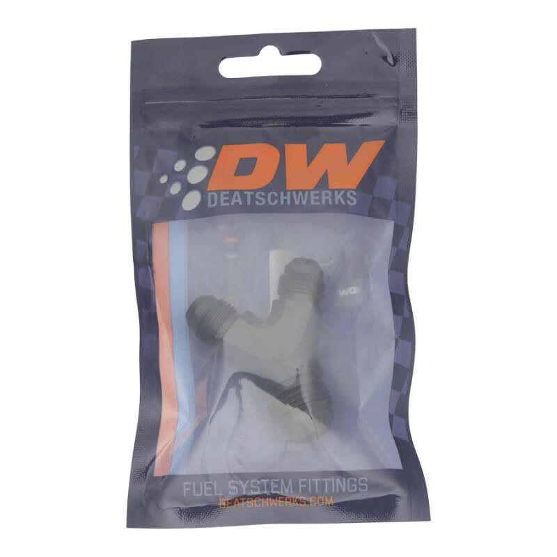 DeatschWerks 6AN Male Flare to 6AN Male Flare to 8AN Male Flare Y Fitting - Anodized Matte Black Distribution Blocks DeatschWerks