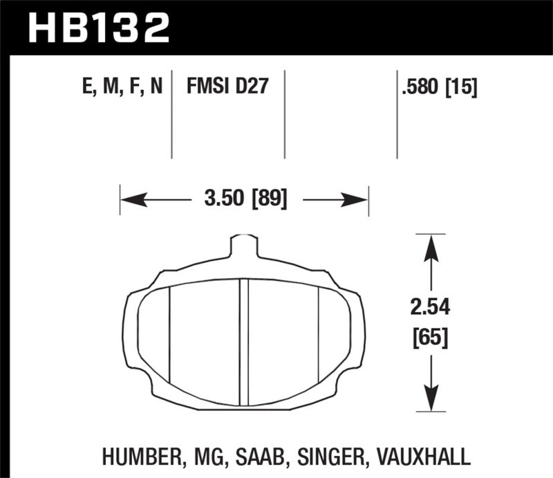 Hawk 62-81 MG MGB Front ER-1 Brake Pads Brake Pads - Racing Hawk Performance