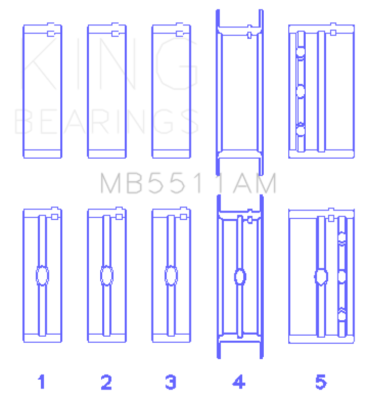 King Engine Bearings GM V8 OHV 16 Valve (Size STD) Main Bearing Set Bearings King Engine Bearings