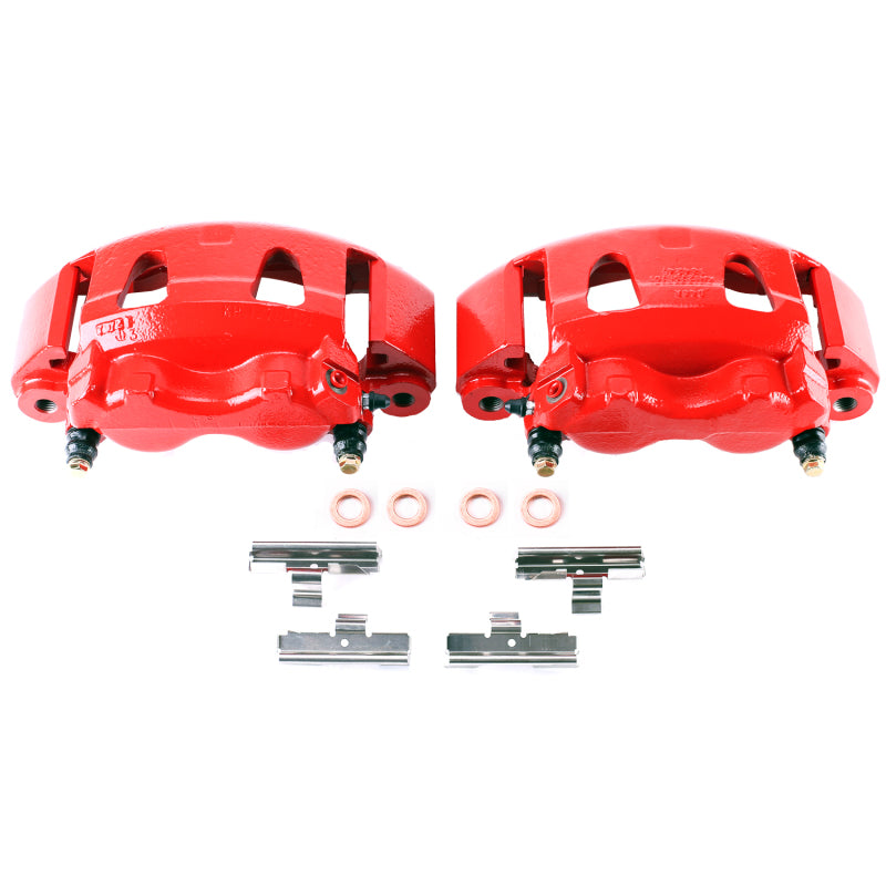 Power Stop 95-98 Ford E-350 Front Red Calipers w/Brackets - Pair Brake Calipers - Perf PowerStop