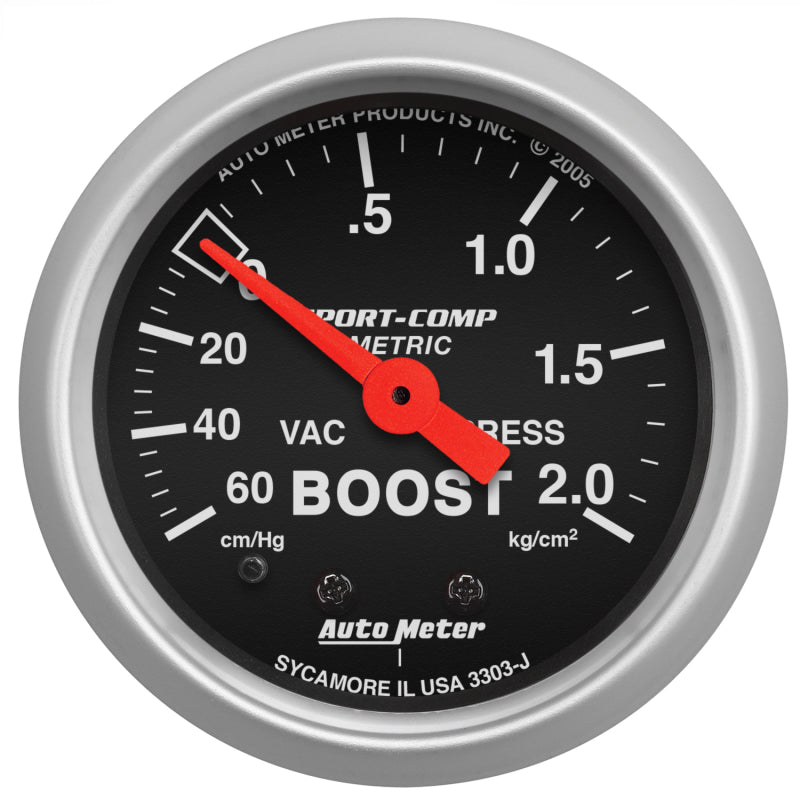 Autometer Sport-Comp 52mm 60 cm/Hg-2.0 Kg/Cm2 Mechanical Boost Gauge Gauges AutoMeter