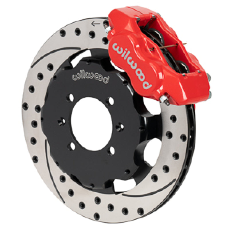 Wilwood Forged Dynalite Front Hat Kit 11.75in SRP Drilled/Slotted Rotor Red Caliper 90-05 Miata Big Brake Kits Wilwood
