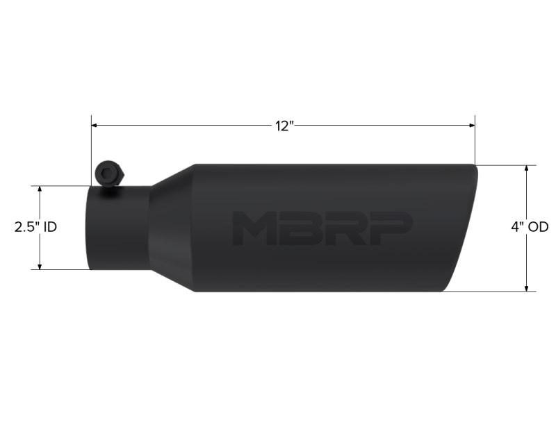 MBRP Universal Tip 4in O.D. Angled Rolled End 2.5in inlet 12in length Black Tips MBRP