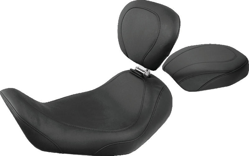 Mustang 06-17 Harley Dyna Wide Tripper Solo Seat w/Driver Backrest - Black Solo Motorcycle Seats Mustang Motorcycle
