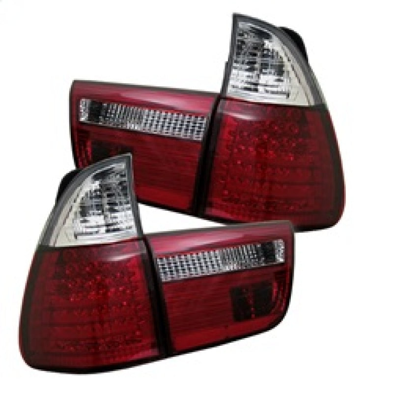 Spyder BMW E53 X5 00-06 4PCS LED Tail Lights Red Clear ALT-YD-BE5300-LED-RC Tail Lights SPYDER