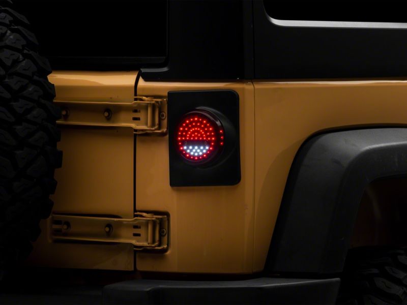 Raxiom 07-18 Jeep Wrangler JK Axial Series Halo LED Tail Lights- Blk Housing (Clear Lens) Tail Lights Raxiom