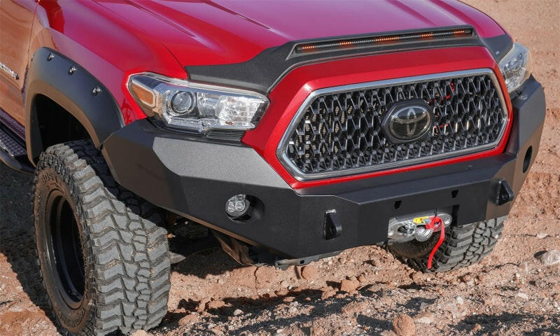 AVS 16-22 Toyota Tacoma Low Profile Aeroskin LightShield Pro - Black Hood Deflectors AVS