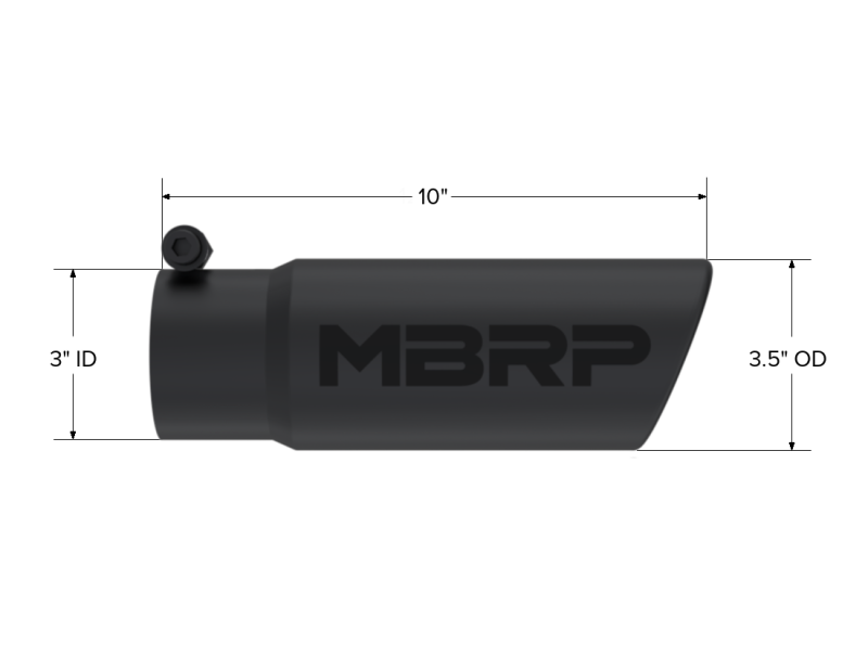 MBRP Universal Tip 3-1/2in O.D. Angled Rolled End - 3in ID Inlet 10in Length - Black Tips MBRP
