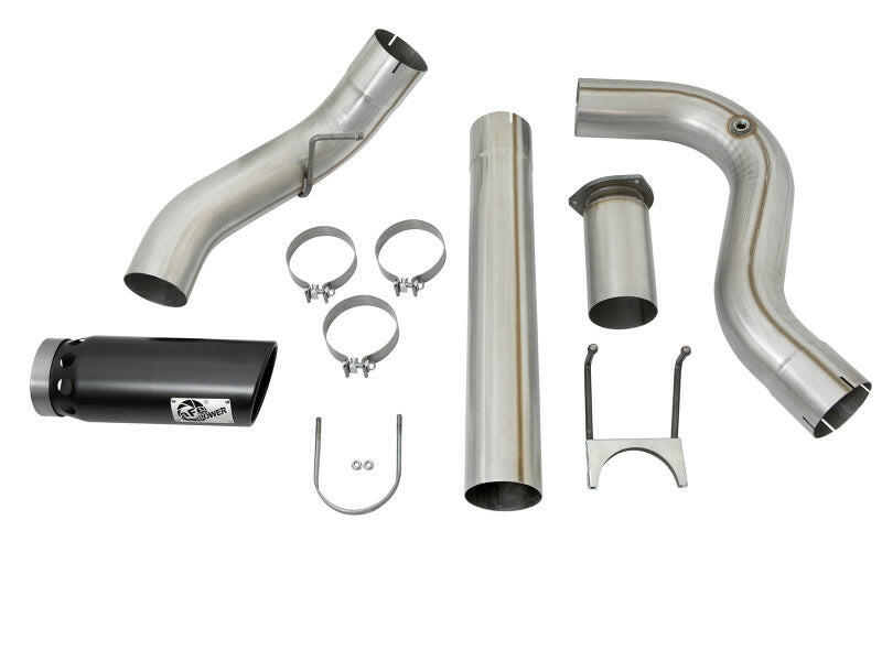aFe Large Bore-HD 5in DPF Back 409 SS Exhaust System w/Black Tip 2017 Ford Diesel Trucks V8 6.7L(td) DPF Back aFe