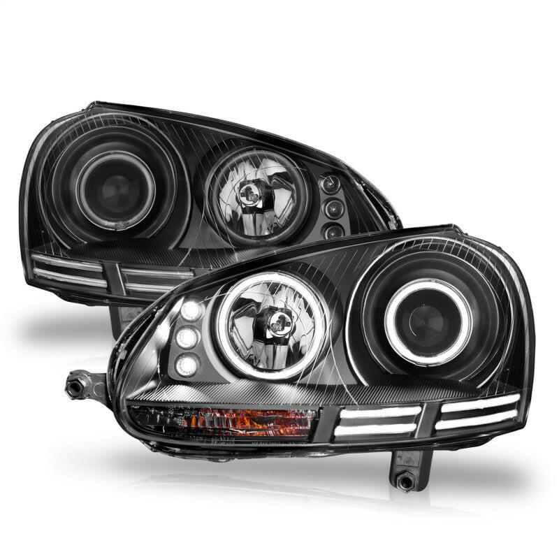 ANZO 2006-2009 Volkswagen Rabbit Projector Headlights w/ Halo Black (CCFL) Headlights ANZO