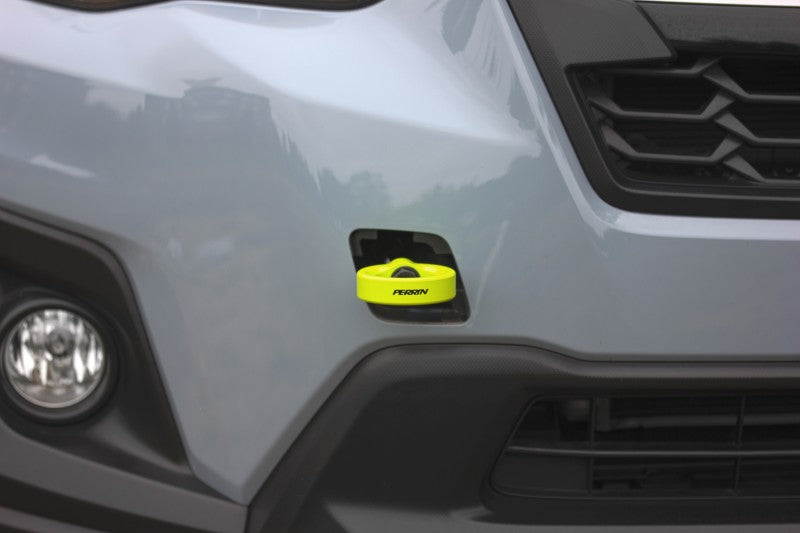 PERRIN 22-25 Subaru WRX / 18-23 Crosstrek / 20-25 OBXT Tow Hook Kit (Front) - Neon Yellow Tow Hooks Perrin Performance