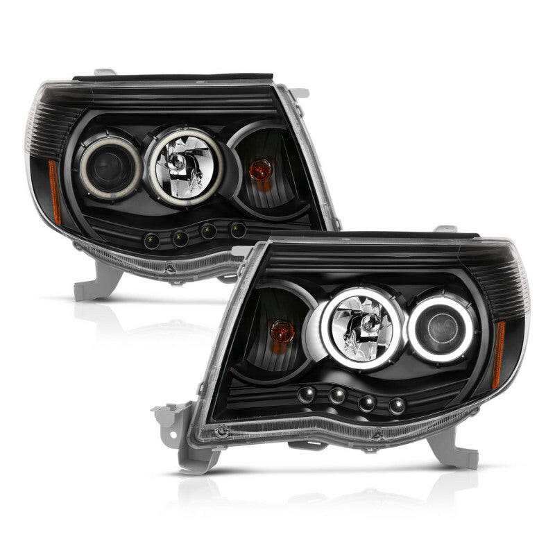 ANZO 2005-2011 Toyota Tacoma Projector Headlights w/ Halo Black Headlights ANZO