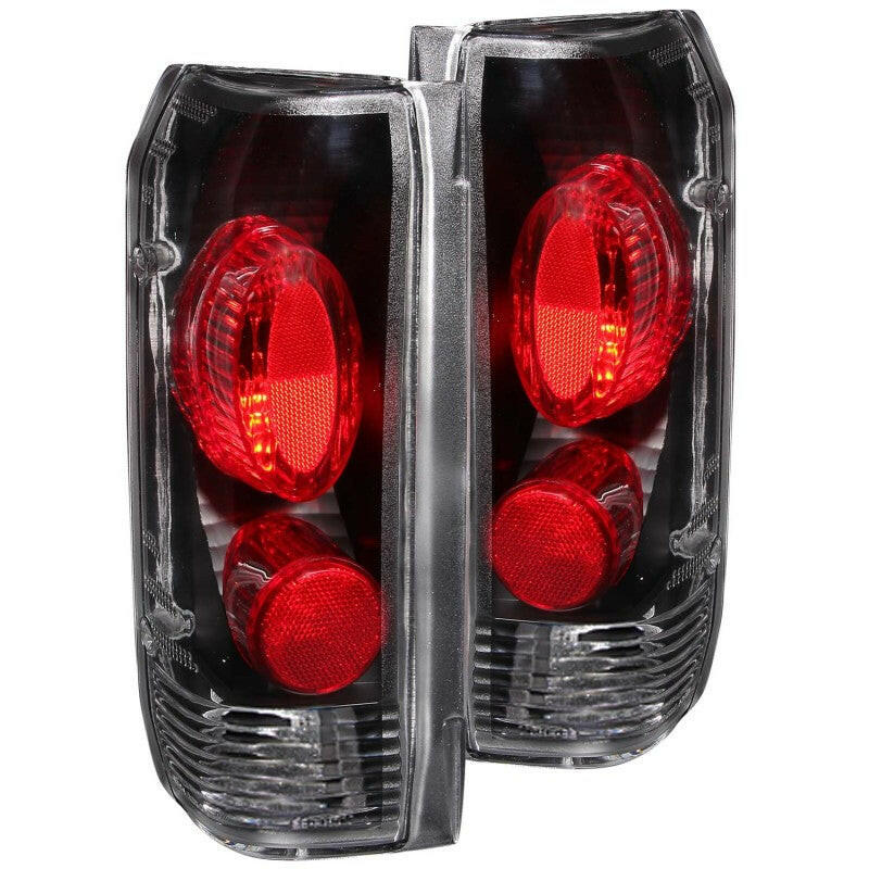 ANZO 1989-1996 Ford F-150 Taillights Black Tail Lights ANZO
