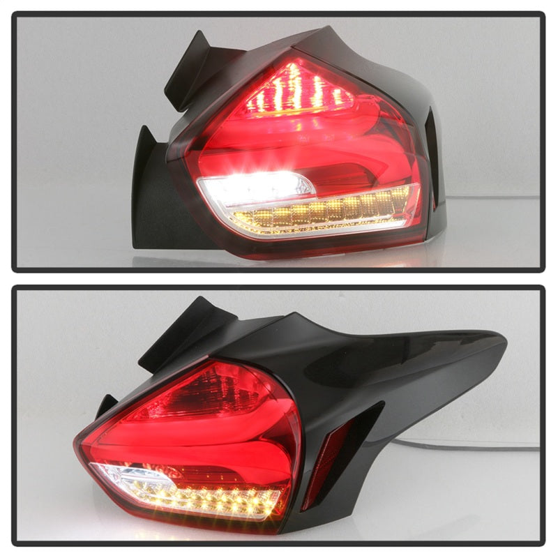 Spyder 15-17 Ford Focus Hatch LED Tail Lights w/Indicator/Reverse - Red Clr (ALT-YD-FF155D-LED-RC) Tail Lights SPYDER
