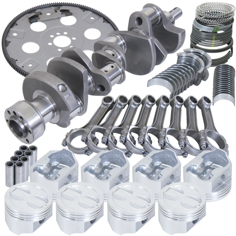 Eagle Chevy 350 1Pc 3.480in Crank 5.700in I-Beam Rods 4.060in Pistons 168 Tooth FP Balanced Assembly Rotating Assemblies Eagle