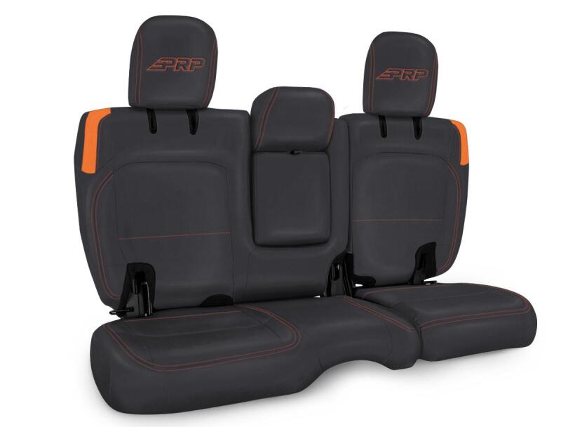 PRP Jeep Wrangler JL Rear Bench CoversU - 4 door with Armrest - Black/Orange Seat Covers PRP Seats