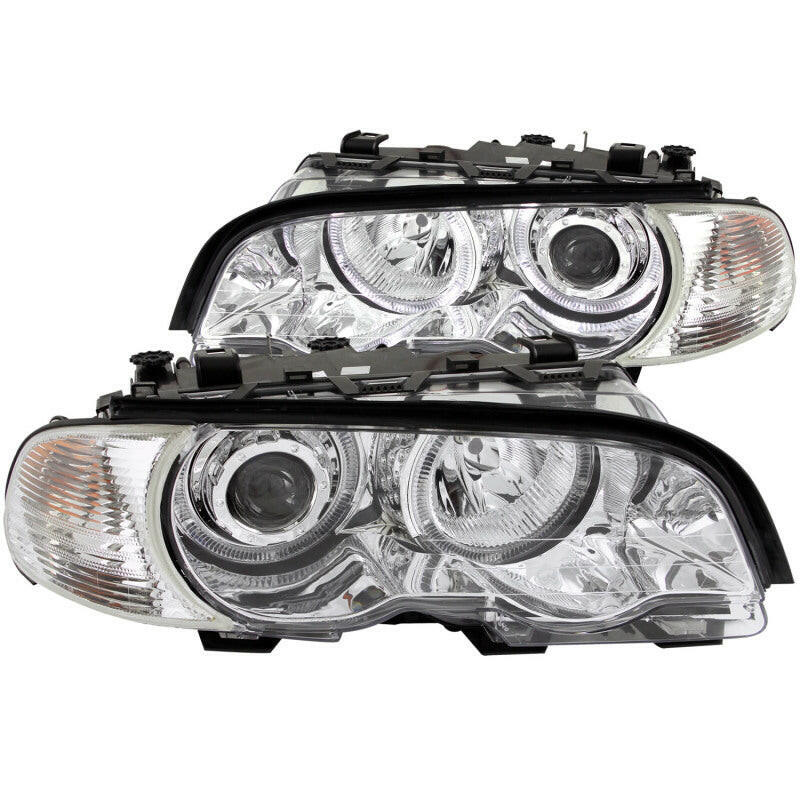 ANZO 2000-2003 BMW 3 Series E46 Projector Headlights w/ Halo Chrome Headlights ANZO
