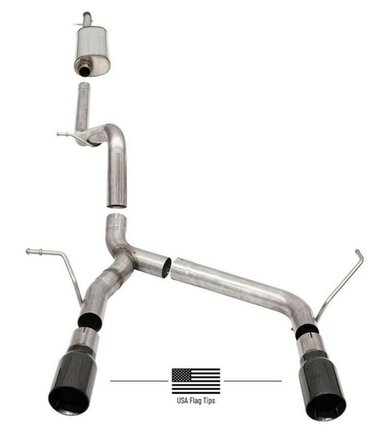 Corsa 2018-2025 Jeep Wrangler JLU 3.6L 2.75in Sport Cat-Back Exhaust w/ Black Tips Catback CORSA Performance