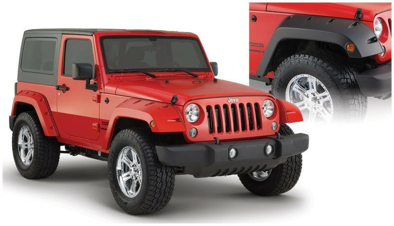 Bushwacker 07-18 Jeep Wrangler Pocket Style Flares 2pc - Black Fender Flares Bushwacker
